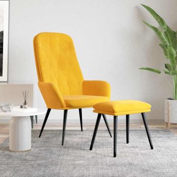 ARDEBO.de - Relaxsessel mit Hocker Senfgelb Samt