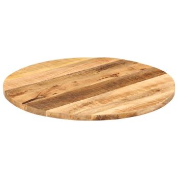 Tischplatte Ø 80x1,5 cm Rund Raues Massives Mangoholz