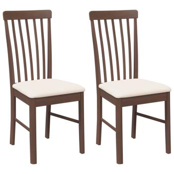 Esszimmerst?hle mit Kissen 2 Stk. Braun Massivholz Gummibaum