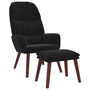 Relaxsessel mit Hocker Schwarz Samt