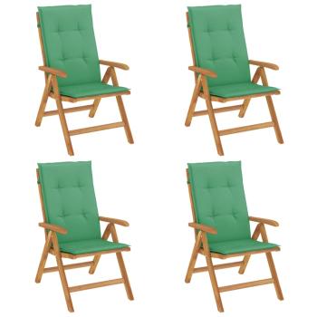 Verstellbare Klappst?hle mit Kissen, 4-teilig, Massivholz Teak