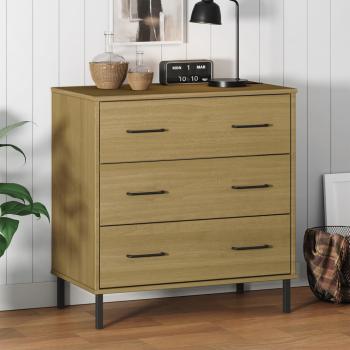 ARDEBO.de - Sideboard OSLO mit 3 Schubladen Braun 77x40x79,5 cm Massivholz