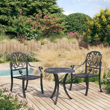 ARDEBO.de - 3-tlg. Bistro-Set Aluminiumguss Schwarz