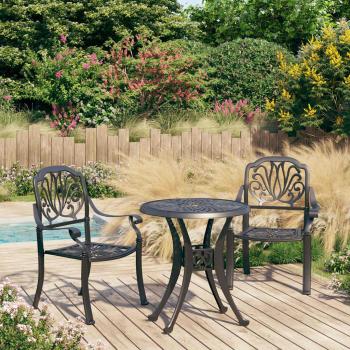 ARDEBO.de - 3-tlg. Bistro-Set Aluminiumguss Schwarz
