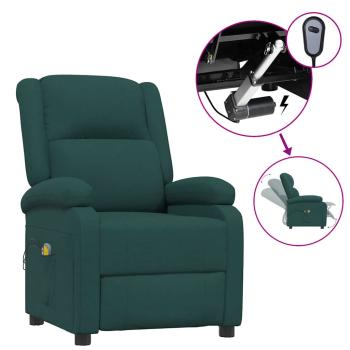 Elektrischer Massagesessel Dunkelgrün Stoff