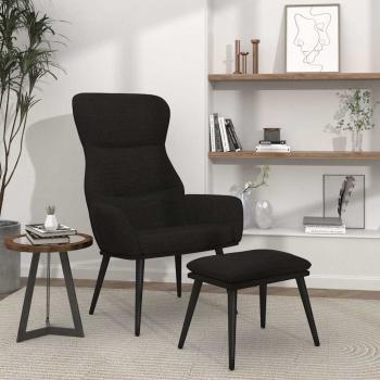 ARDEBO.de - Relaxsessel mit Hocker Schwarz Stoff