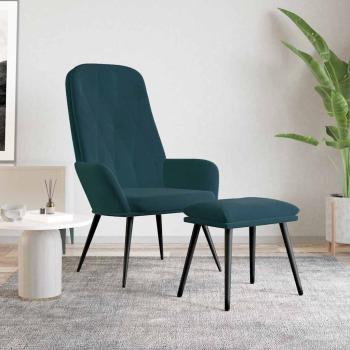 ARDEBO.de - Relaxsessel mit Hocker Blau Samt