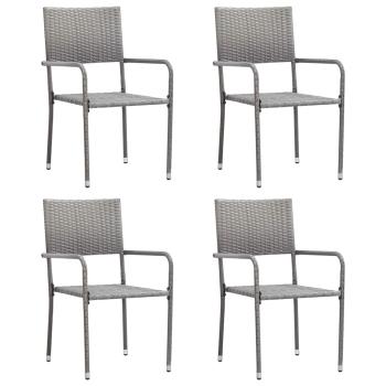 ARDEBO.de - Garten-Essstühle 4 Stk. Stapelbar Grau Polyrattan