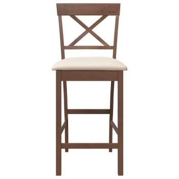 Barhocker mit Kissen 2 Stk. Braun Massivholz Gummibaum