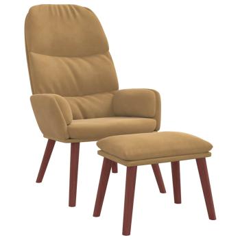 Relaxsessel mit Hocker Braun Samt
