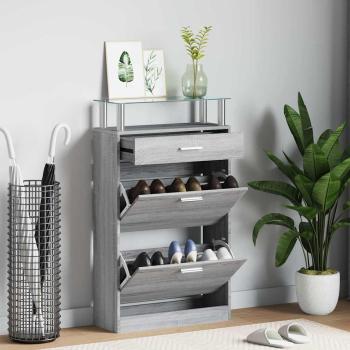 ARDEBO.de - Schuhschrank Grau Sonoma 63x24x104 cm Holzwerkstoff