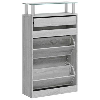 Schuhschrank Grau Sonoma 63x24x104 cm Holzwerkstoff