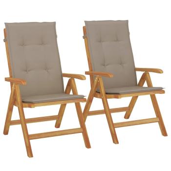 Klappstühle mit Kissen, 2 Stück, Massivholz Teak