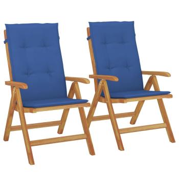 Klappstühle mit Kissen, 2 Stück, Massivholz Teak