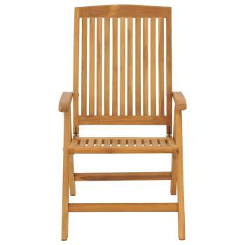 Verstellbare Klappstühle mit Kissen, 4-teilig, Massivholz Teak
