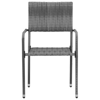 5-tlg. Garten-Essgruppe Poly Rattan Grau