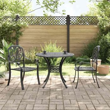 ARDEBO.de - 3-tlg. Bistro-Set Schwarz Aluminiumguss
