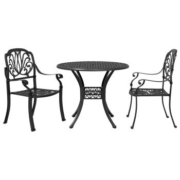 3-tlg. Bistro-Set Schwarz Aluminiumguss