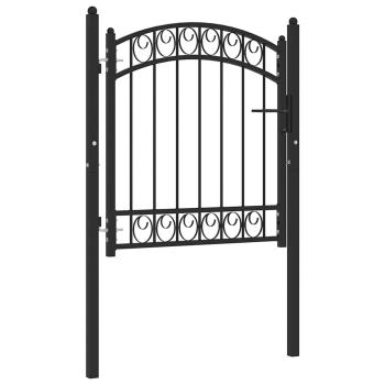 ARDEBO.de - Zauntor mit Gewölbter Spitze Stahl 100x100 cm Schwarz