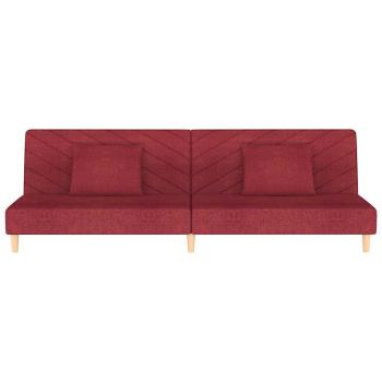 Schlafsofa 2-Sitzer mit 2 Kissen Weinrot Stoff