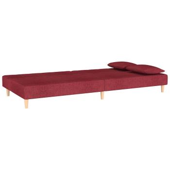 Schlafsofa 2-Sitzer mit 2 Kissen Weinrot Stoff