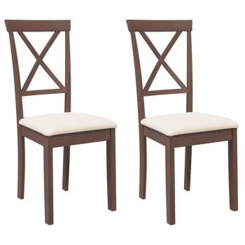 Esszimmerst?hle mit Kissen 2 Stk. Braun Massivholz Gummibaum