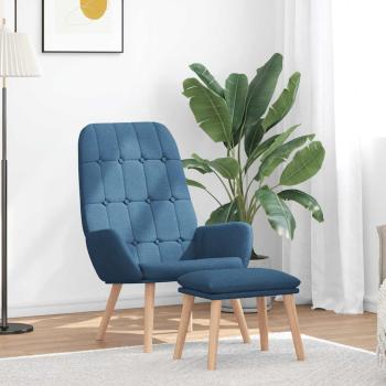 ARDEBO.de - Relaxsessel mit Hocker Blau Stoff