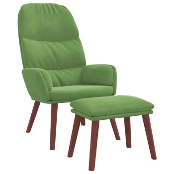 Relaxsessel mit Hocker Hellgrün Samt