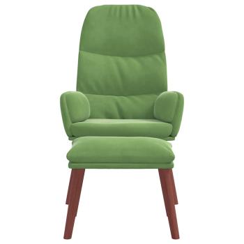 Relaxsessel mit Hocker Hellgrün Samt