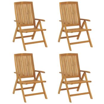 Verstellbare Klappstühle mit Kissen, 4-teilig, Massivholz Teak