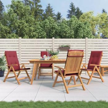ARDEBO.de - Verstellbare Klappstühle mit Kissen, 4-teilig, Massivholz Teak