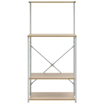 Mikrowellenregal Weiß Eiche-Optik 60x39,6x123 cm Holzwerkstoff