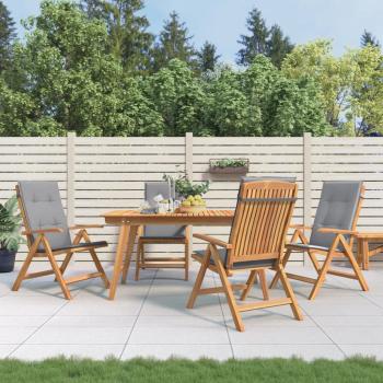 ARDEBO.de - Verstellbare Klappstühle mit Kissen, 4-teilig, Massivholz Teak