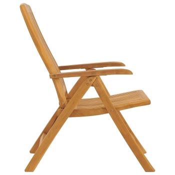 Verstellbare Klappstühle mit Kissen, 4-teilig, Massivholz Teak