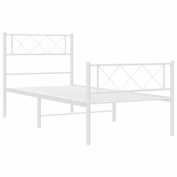 Bettgestell mit Kopf- und Fußteil Metall Weiß 100x190 cm