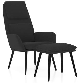 Relaxsessel mit Hocker Schwarz Stoff