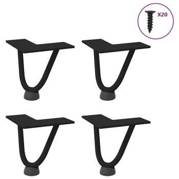 Haarnadelbeine für Couchtisch 4 Stk. Schwarz 10 cm Massivstahl