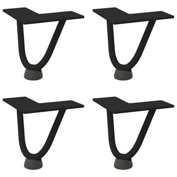 Haarnadelbeine für Couchtisch 4 Stk. Schwarz 10 cm Massivstahl