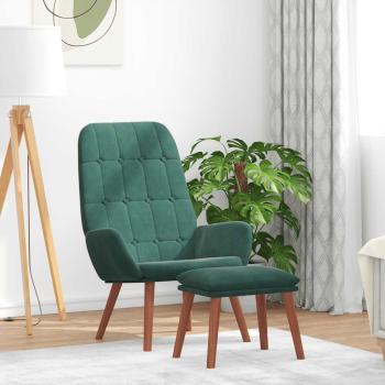 ARDEBO.de - Relaxsessel mit Hocker Dunkelgrün Samt