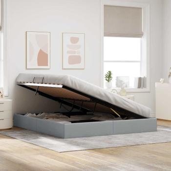 Aufbewahrungsbett mit Speicher Hellgrau 193 x 203 cm Stoff