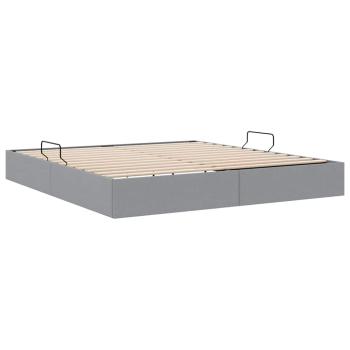 Aufbewahrungsbett mit Speicher Hellgrau 193 x 203 cm Stoff