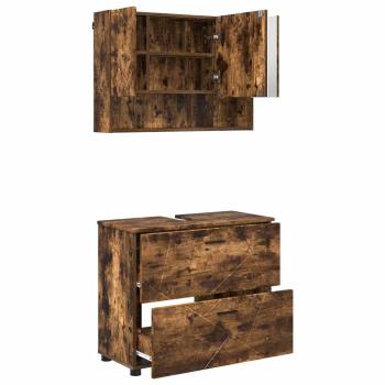 Badezimmermöbel-Set 2 stk. Geräucherte Eiche 76,5 x 35 x 64 cm