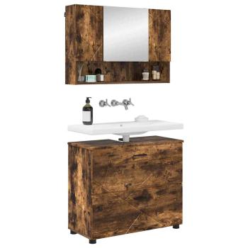 Badezimmermöbel-Set 2 stk. Geräucherte Eiche 76,5 x 35 x 64 cm