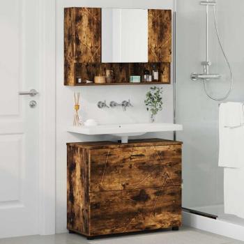 Badezimmermöbel-Set 2 stk. Geräucherte Eiche 76,5 x 35 x 64 cm