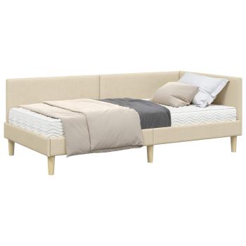 Eckbettgestell mit Matratze Sonstiges 2 stk. Creme Stoff