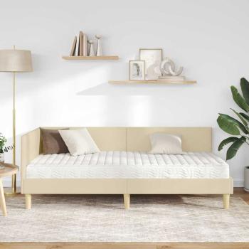 Eckbettgestell mit Matratze Sonstiges 2 stk. Creme Stoff