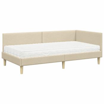 Eckbettgestell mit Matratze Sonstiges 2 stk. Creme Stoff