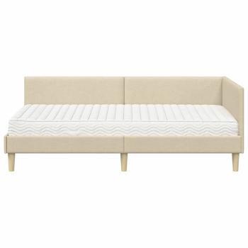 Eckbettgestell mit Matratze Sonstiges 2 stk. Creme Stoff