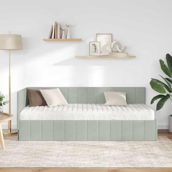 Eckbettgestell mit Matratze 2 stk. Hellgrau 80 x 200 cm Samt