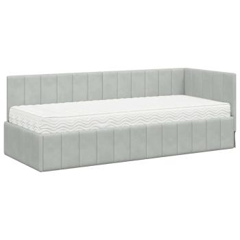 Eckbettgestell mit Matratze 2 stk. Hellgrau 80 x 200 cm Samt